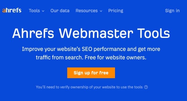 Ahrefs Webmaster Tools