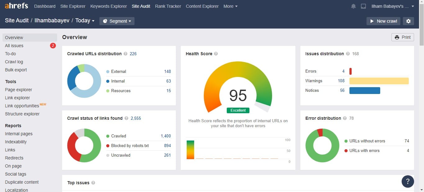 ahrefs site audit
